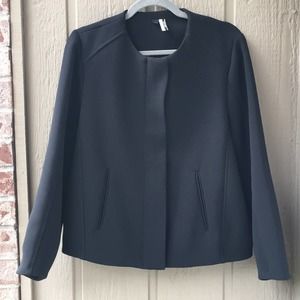 TopShop tailored Black Blazer 6 Round neck zipper front Business Office career